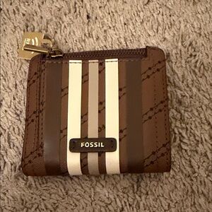 Fossil Brown and Cream Striped Wallet